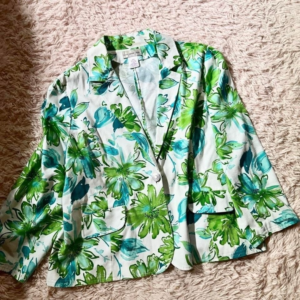 Susan Graver Watercolor Artistic Floral Statement Blazer‎ Womens 24W Botantical